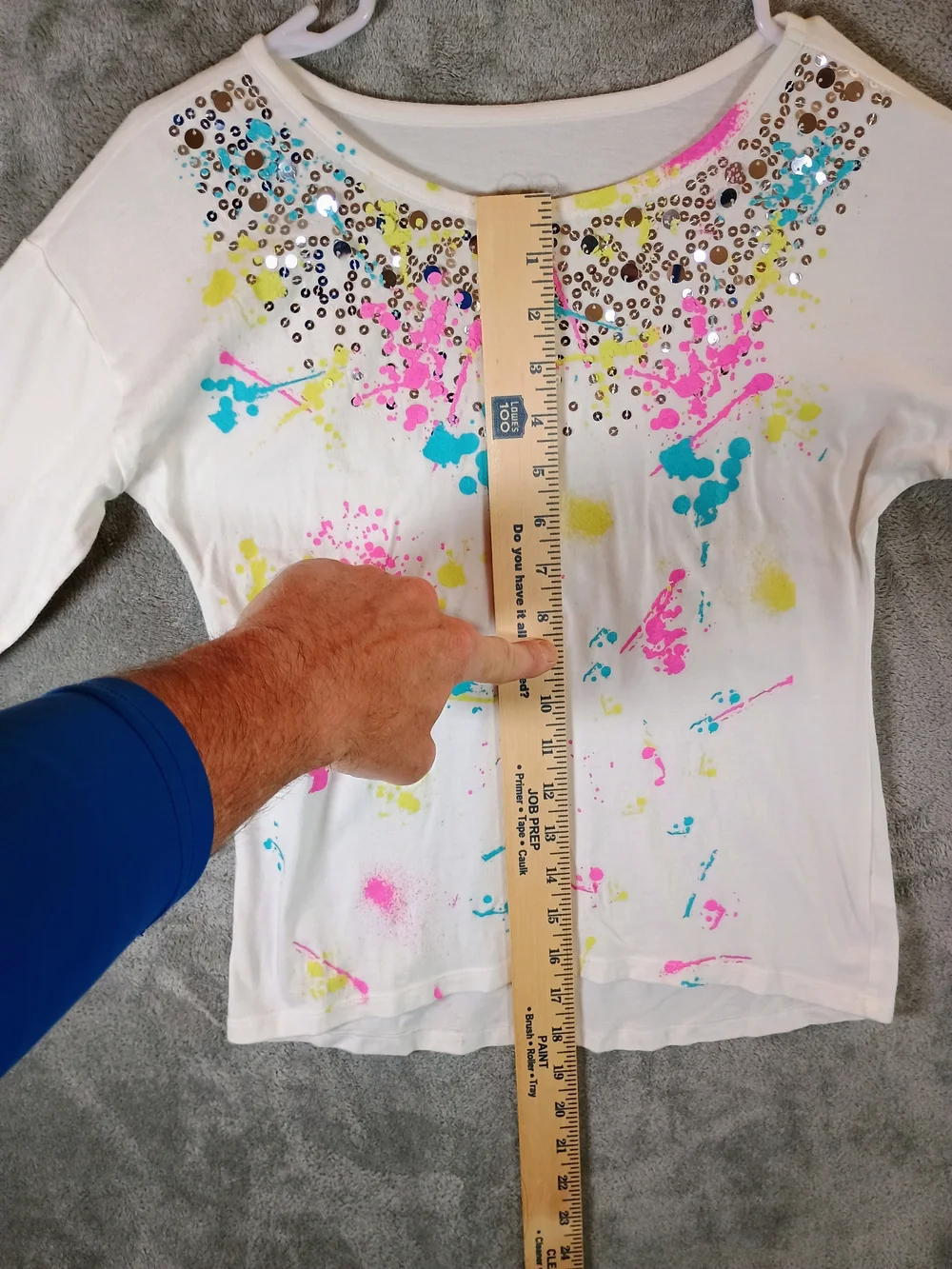 Girls Justice White Long Sleeve Tee with Neon Paint Splatters Size 10